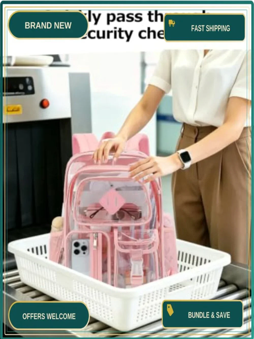 Clear Backpack for School Women Girls Heavy Duty Transparent PVC Bookbag
